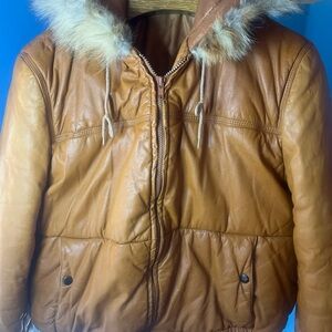 Wilson Suede And Leather Ladies Jacket Size 46  Brown Zip Up With Pockets